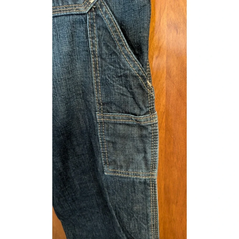 True Religion Carpenter Jeans Mens 36 Dark Wash Blue Slim Straight Made in USA